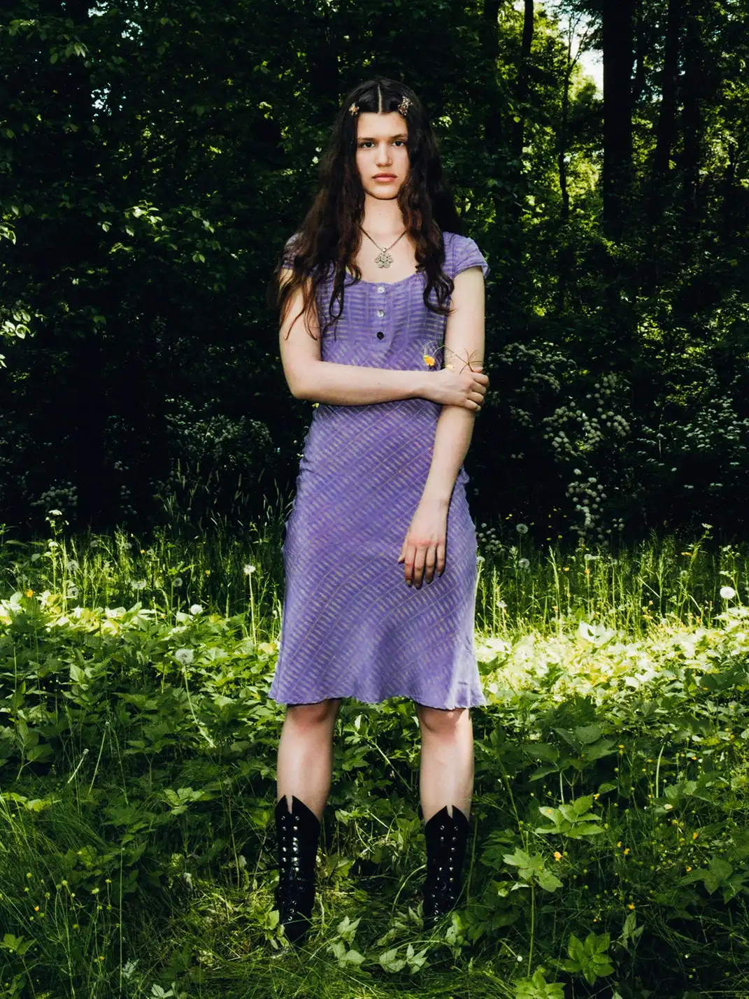 Risque Rose | Blue Floral Silk Crepe De Chine Dress