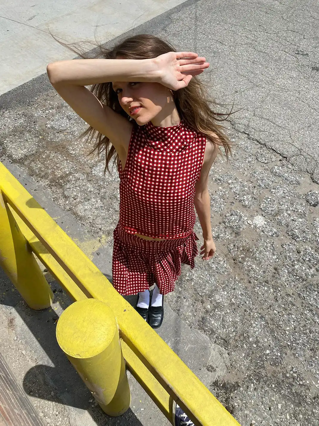 Risque Rose | Plaid Top Shorts Pleated Skirt Set