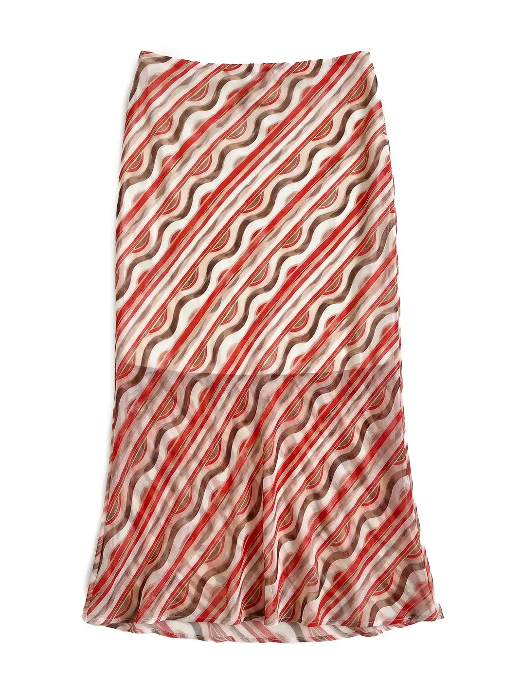 Risque Rose | Eggplant Purple Mesh Top + Striped Silk Midi Skirt