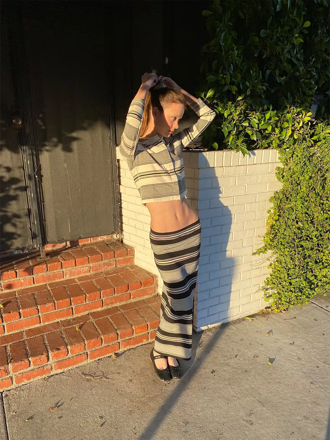Risque Rose | Black & White Striped Two-Piece Set