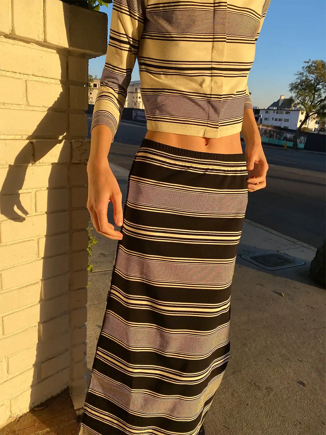 Risque Rose | Black & White Striped Two-Piece Set