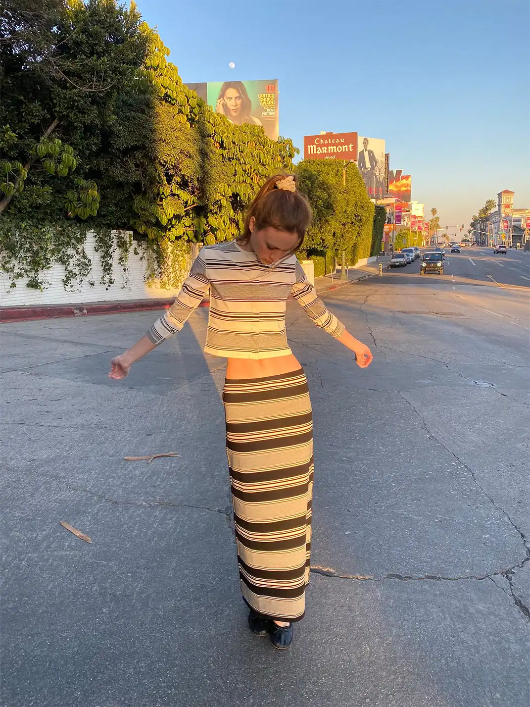 Risque Rose | Black & White Striped Two-Piece Set