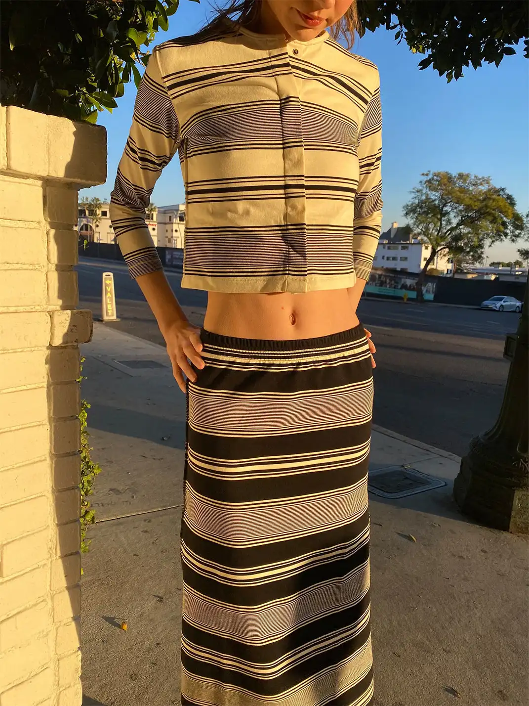 Risque Rose | Black & White Striped Two-Piece Set