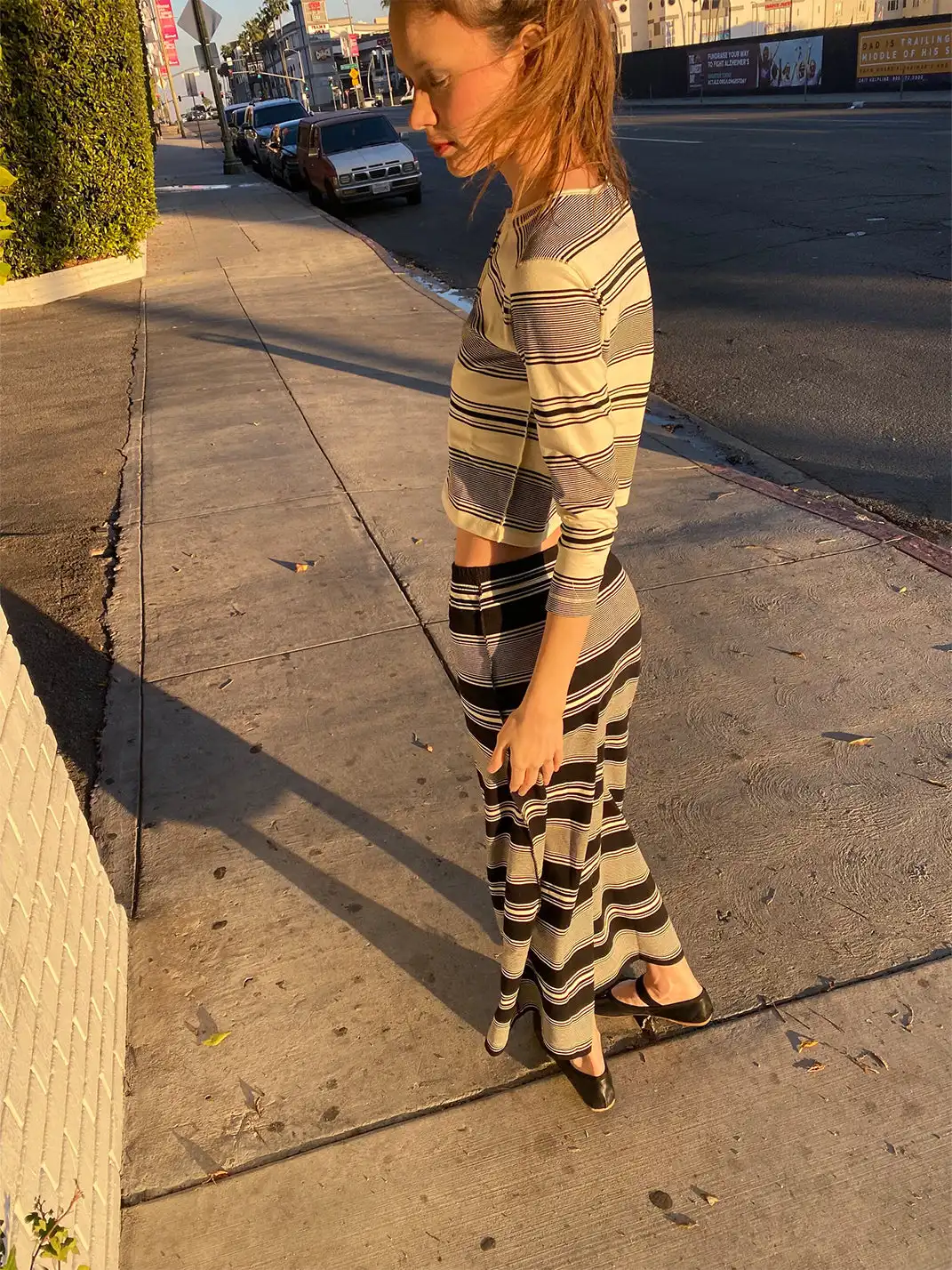 Risque Rose | Black & White Striped Two-Piece Set