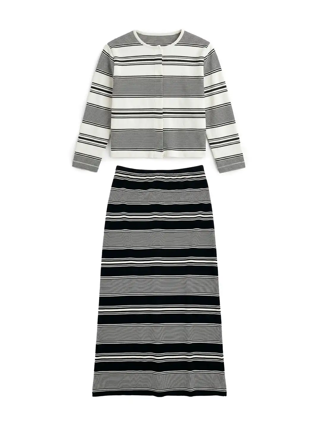 Risque Rose | Black & White Striped Two-Piece Set