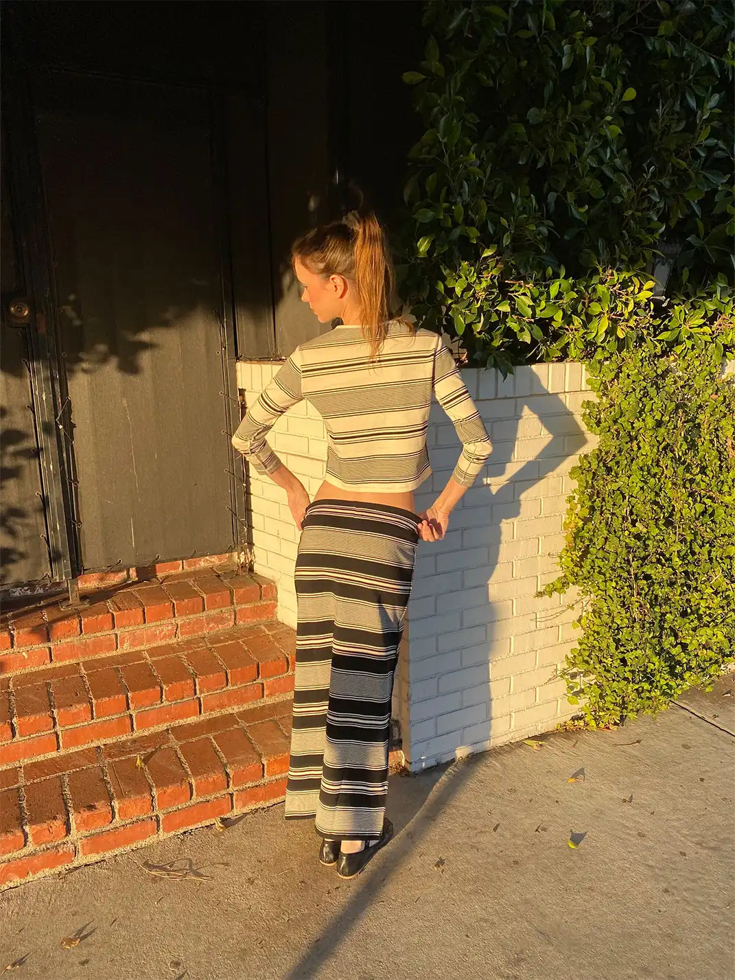 Risque Rose | Black & White Striped Two-Piece Set