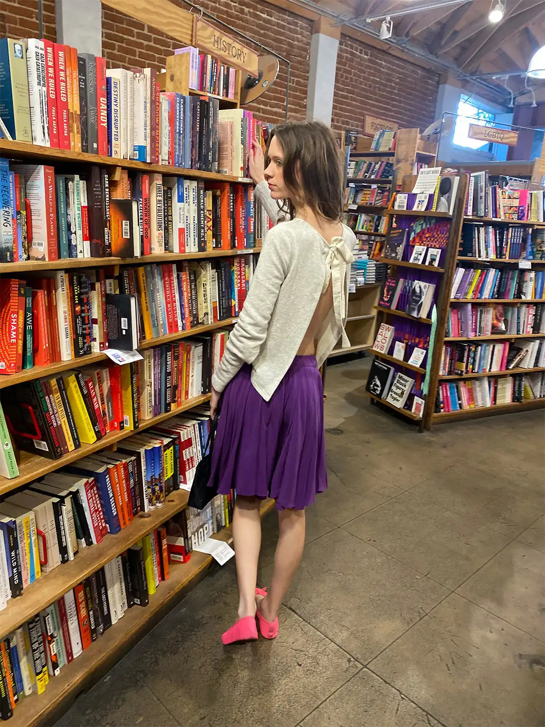 Risque Rose | Grey Tie Hoodie + Purple Silk Skirt