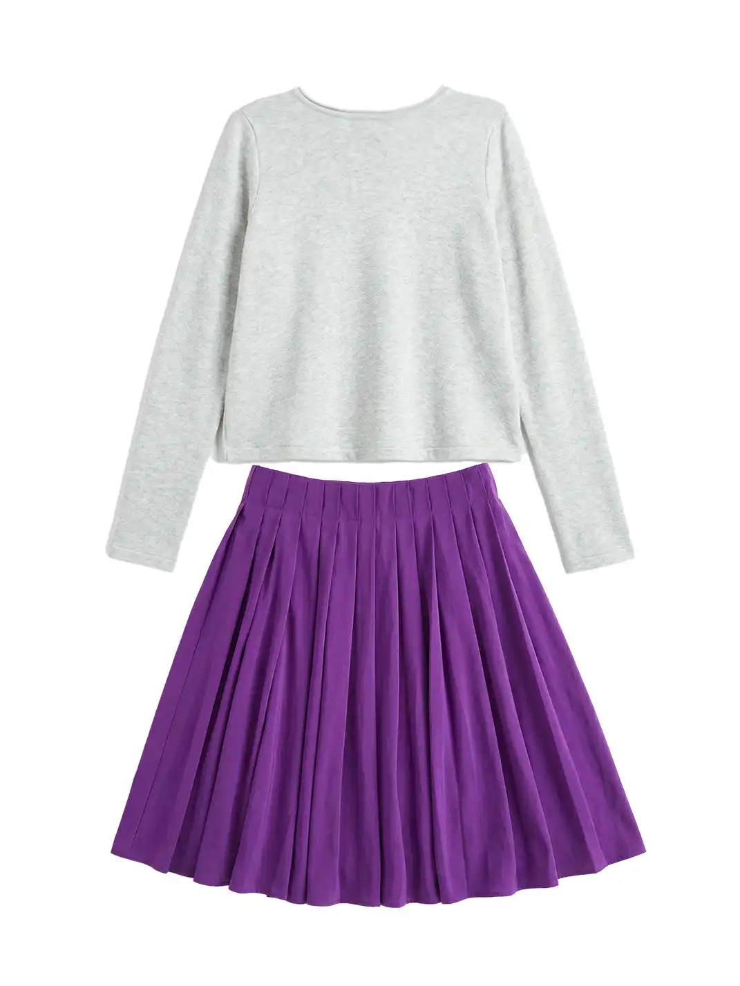 Risque Rose | Grey Tie Hoodie + Purple Silk Skirt
