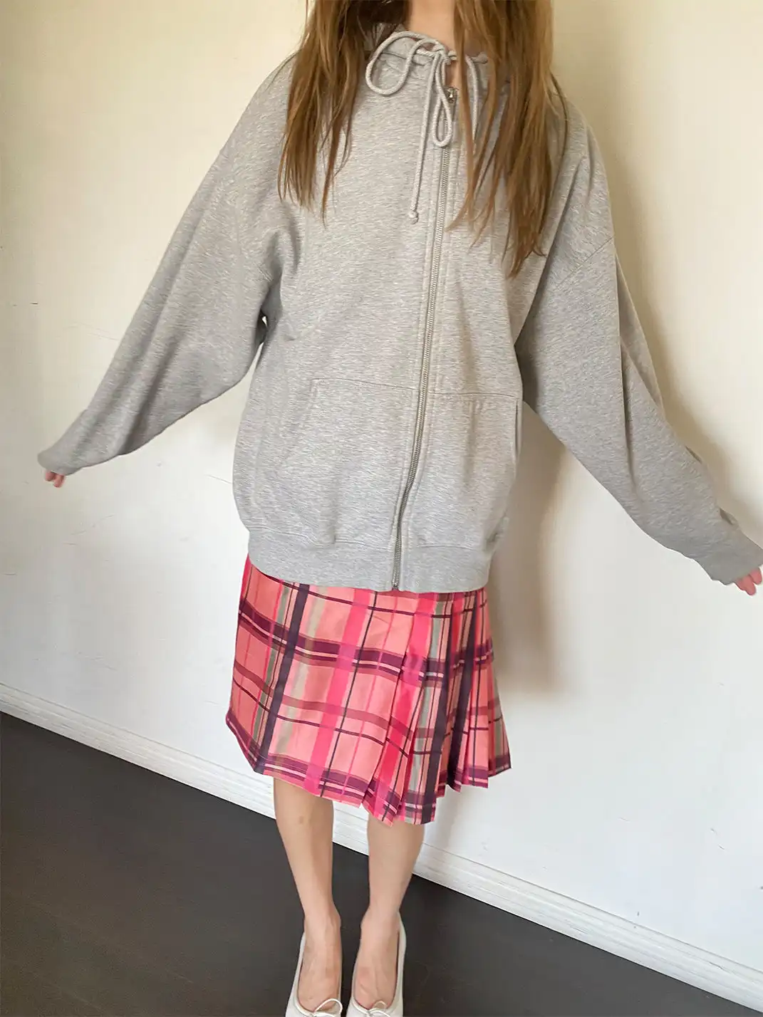 Risque Rose | Pink Plaid Midi Skirt
