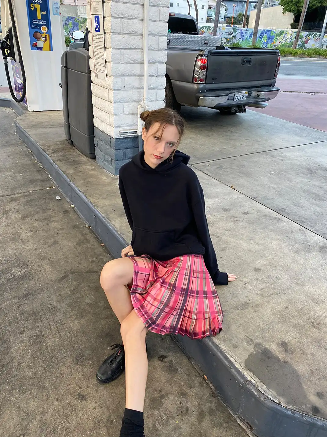 Risque Rose | Pink Plaid Midi Skirt