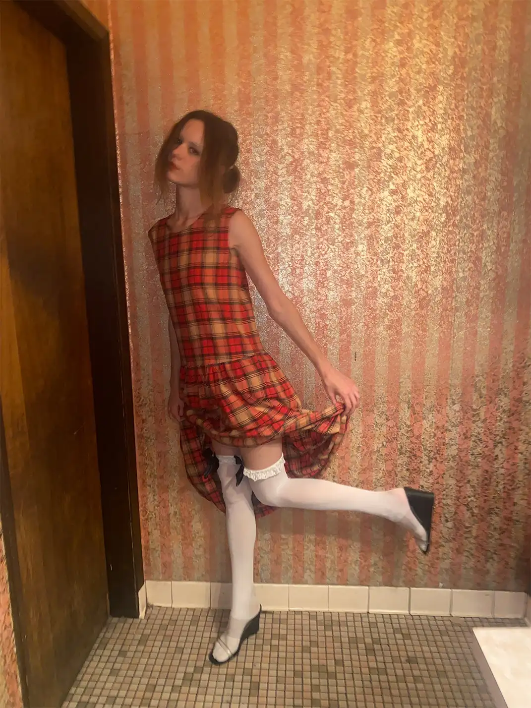 Risque Rose | Dirty Orange Plaid Cotton Dress