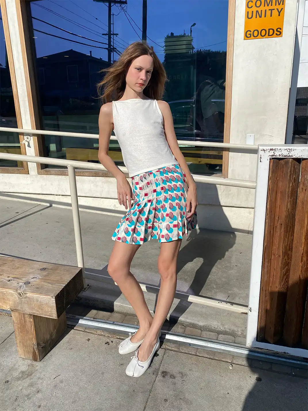 Risque Rose | Silk Crepe De Chine Umbrella Printed Pleated Skirt