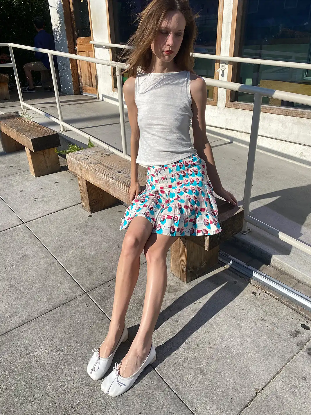 Risque Rose | Silk Crepe De Chine Umbrella Printed Pleated Skirt