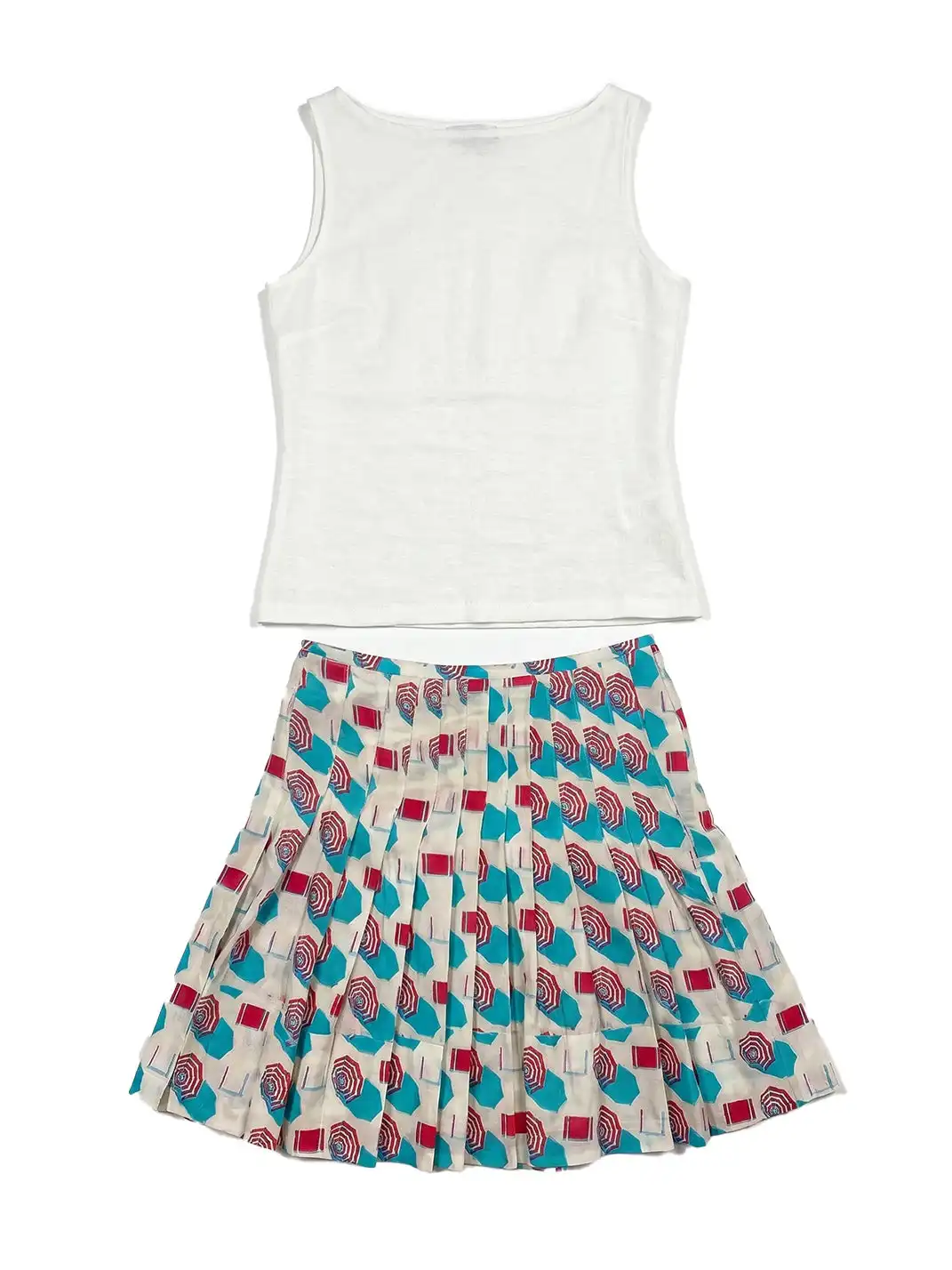 Risque Rose | Silk Crepe De Chine Umbrella Printed Pleated Skirt