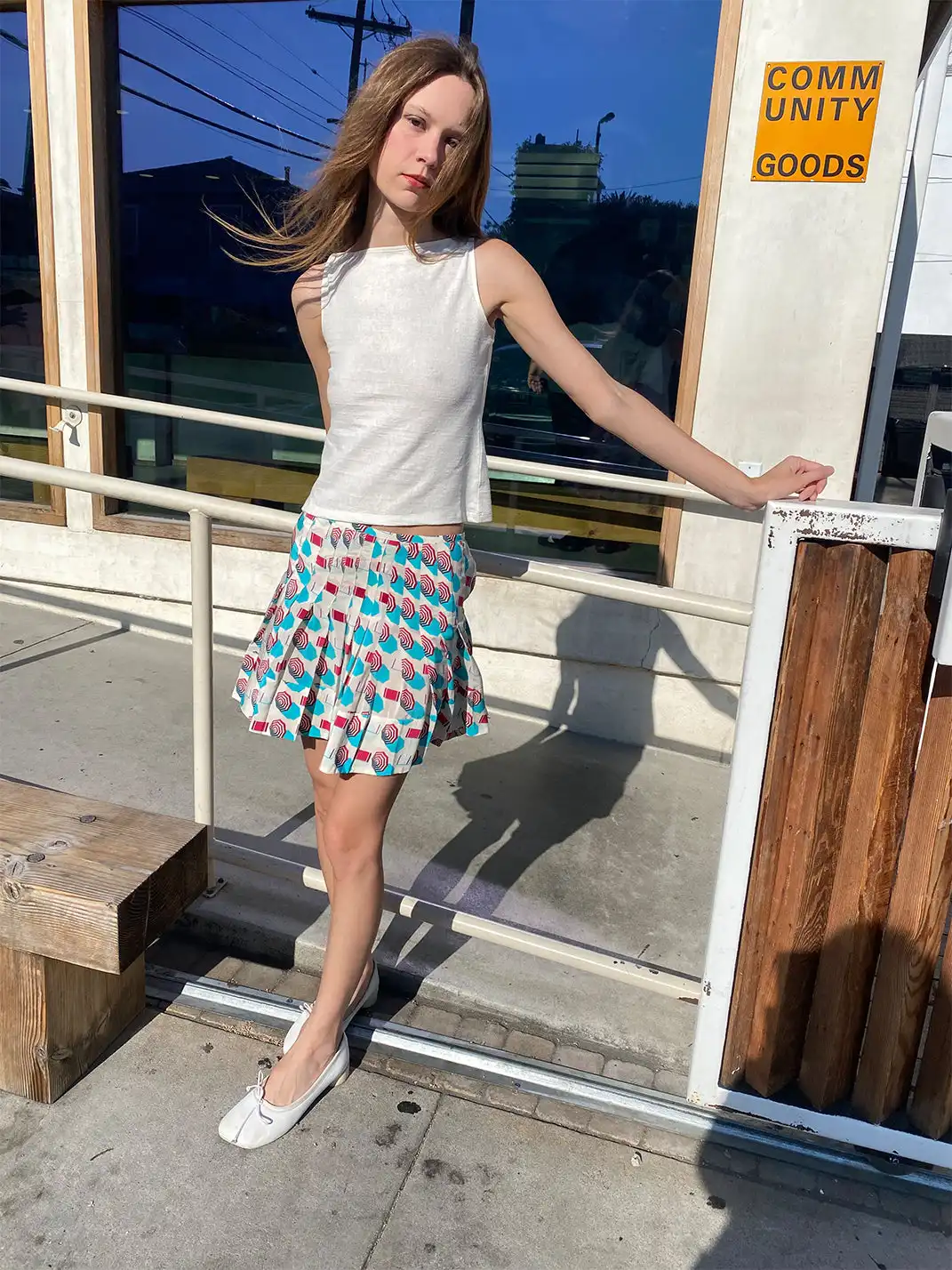 Risque Rose | Silk Crepe De Chine Umbrella Printed Pleated Skirt