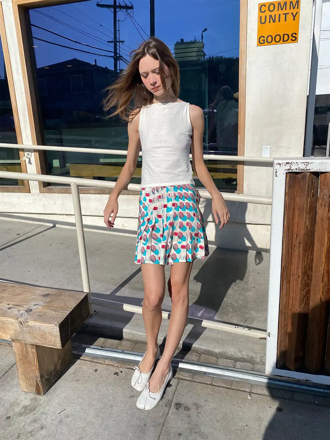 Risque Rose | Silk Crepe De Chine Umbrella Printed Pleated Skirt