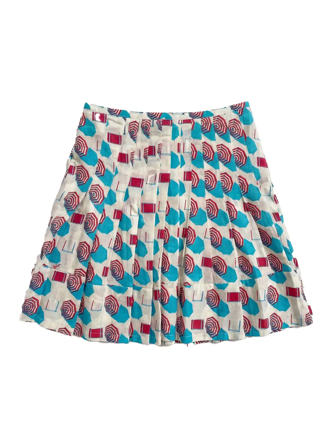 Risque Rose | Silk Crepe De Chine Umbrella Printed Pleated Skirt