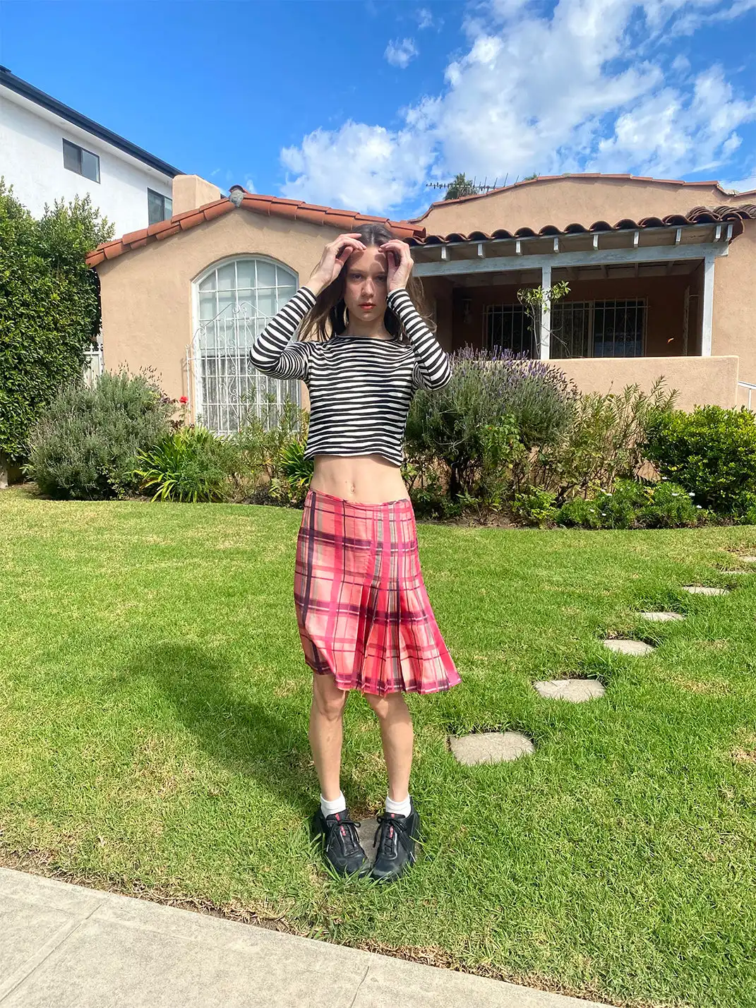 Risque Rose | Irregular Striped Long-Sleeve T-Shirt