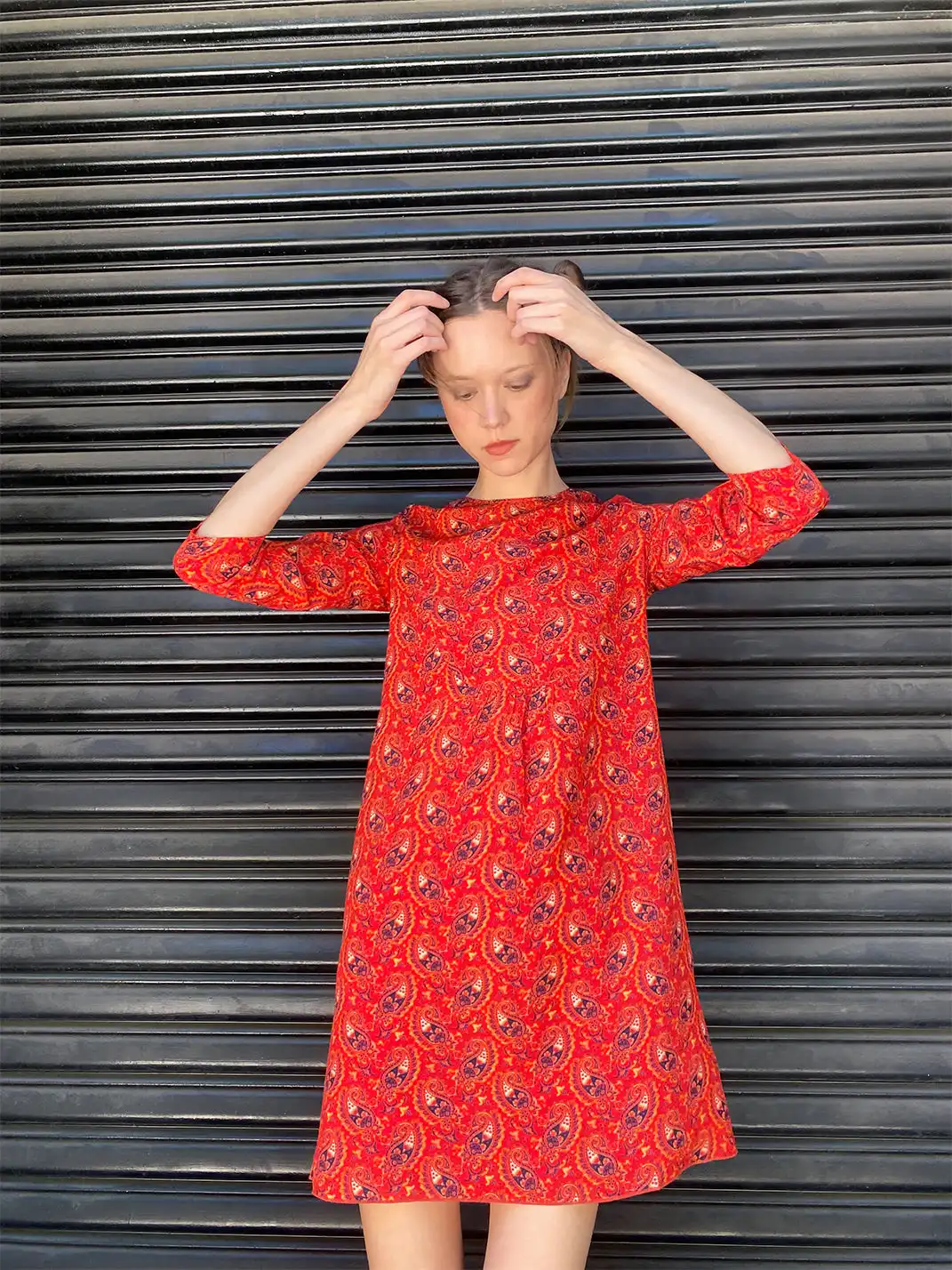 Risque Rose | Orange Red Printed Silk Dress