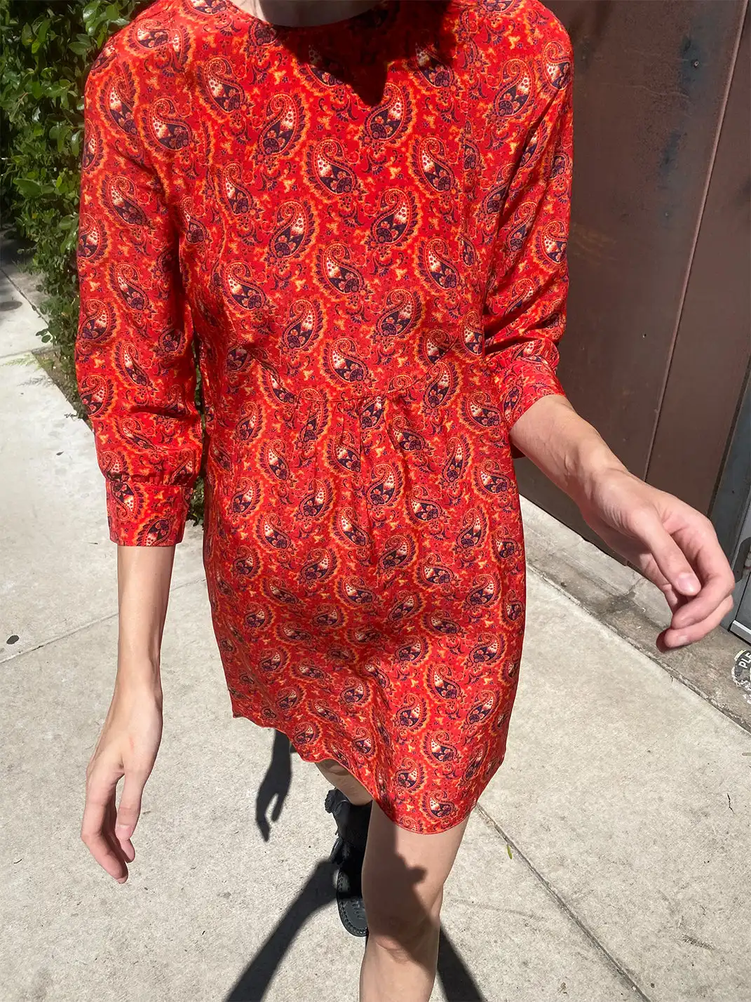 Risque Rose | Orange Red Printed Silk Dress