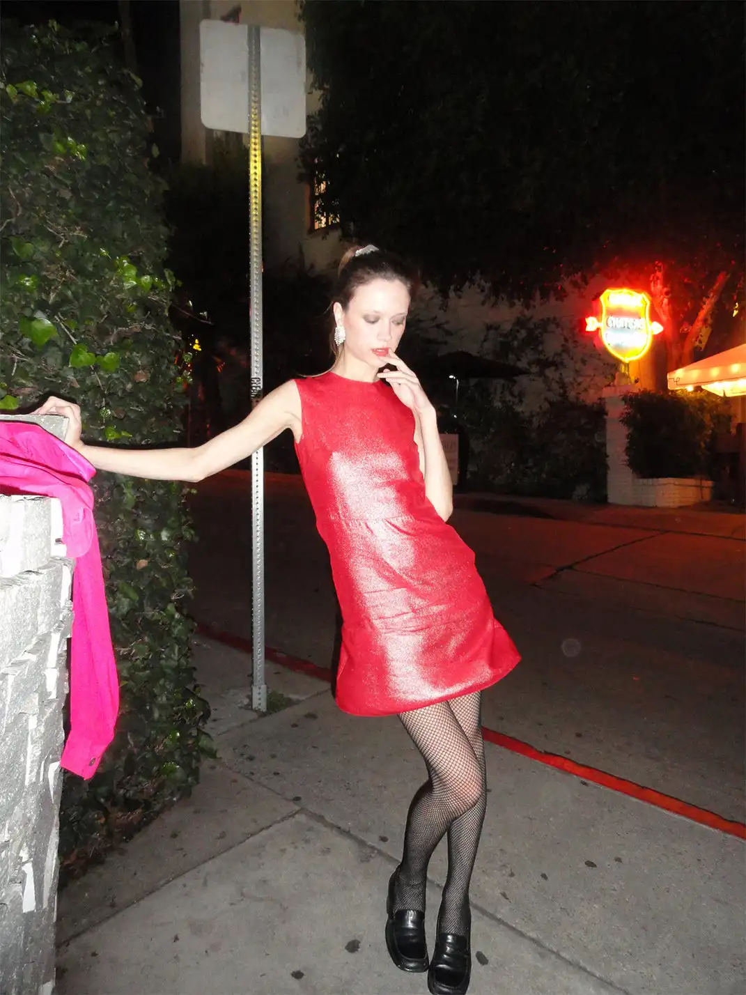 Risque Rose | Chili Red Silver Hot Stamping Silk Crepe De Chine Dress