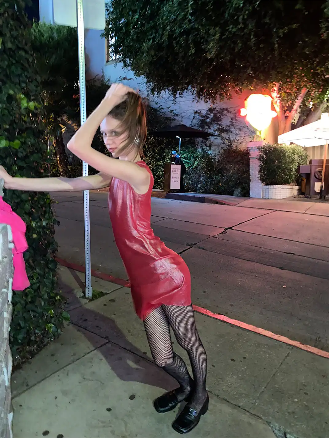 Risque Rose | Chili Red Silver Hot Stamping Silk Crepe De Chine Dress