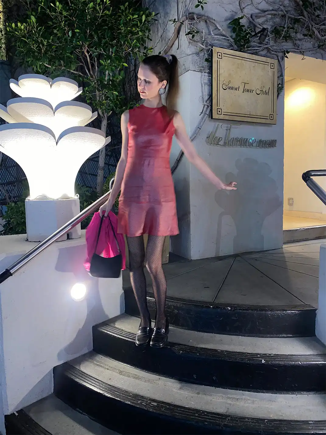 Risque Rose | Chili Red Silver Hot Stamping Silk Crepe De Chine Dress
