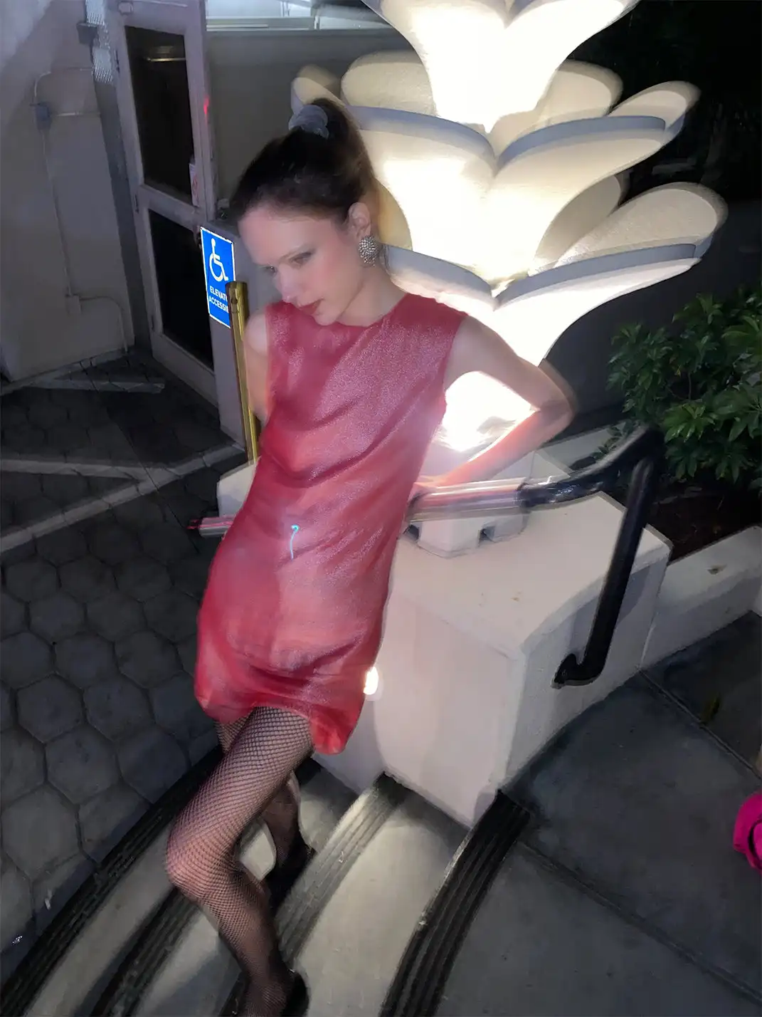 Risque Rose | Chili Red Silver Hot Stamping Silk Crepe De Chine Dress