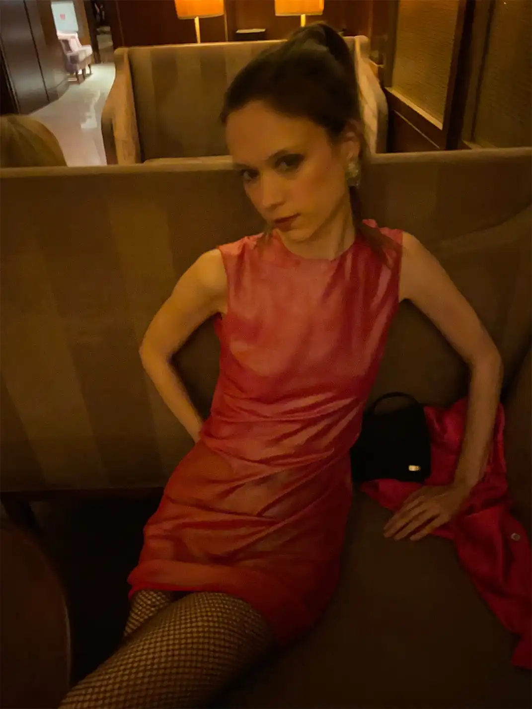 Risque Rose | Chili Red Silver Hot Stamping Silk Crepe De Chine Dress