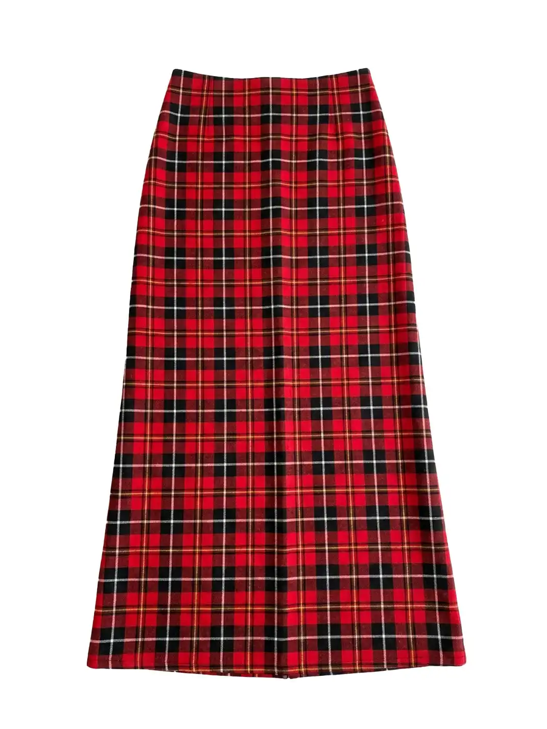Risque Rose | Hooded Knitwear + Plaid Silk Crepe De Chine Skirt
