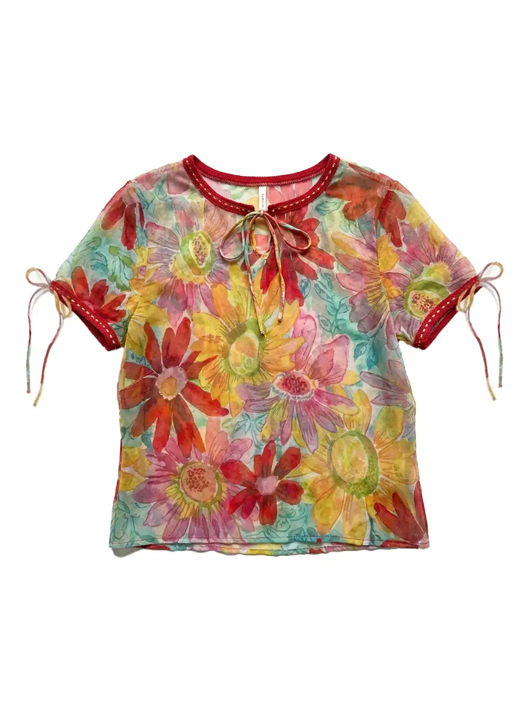 Risque Rose | Sunflower Silk Short-Sleeve Blouse