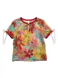 Risque Rose | Sunflower Silk Short-Sleeve Blouse