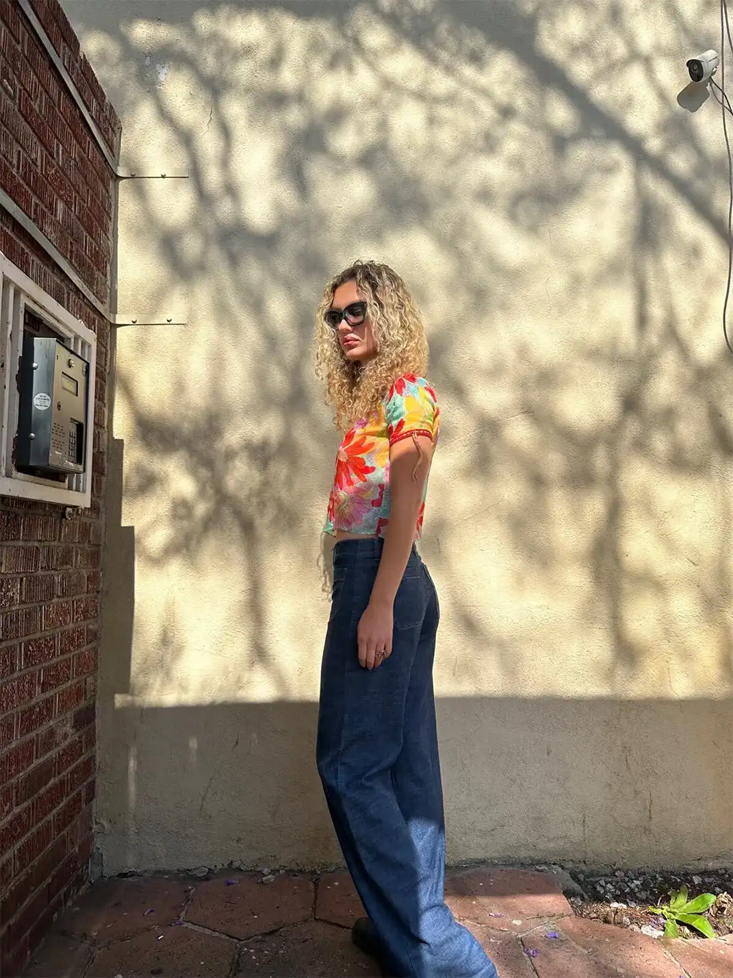 Risque Rose | Sunflower Silk Short-Sleeve Blouse