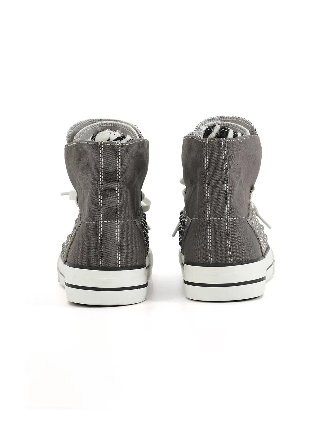 NumbAsia | Zebra Print Rivet Suede Spliced Canvas Shoes