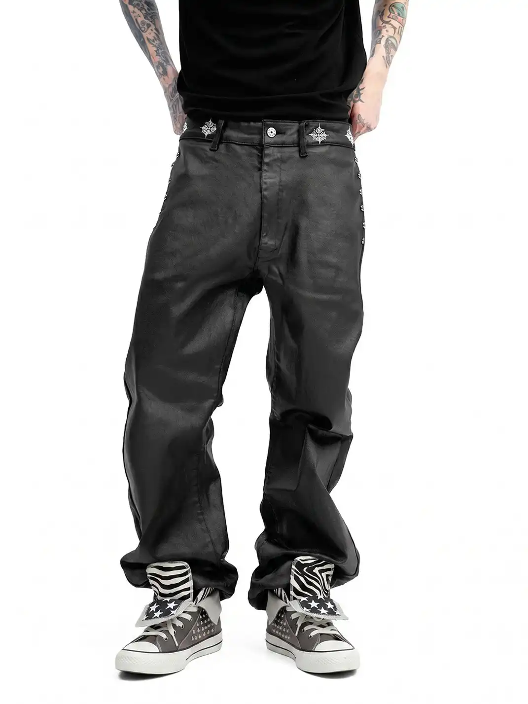 NumbAsia | Zebra Print Rivet Suede Spliced Canvas Shoes