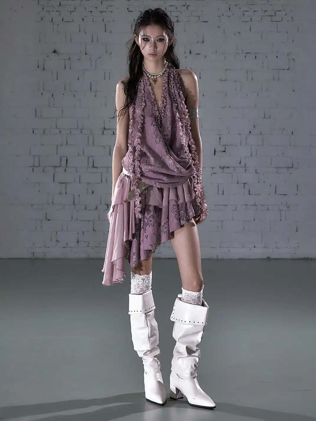NO ROMANCE | Irregular Hem Halter Dress