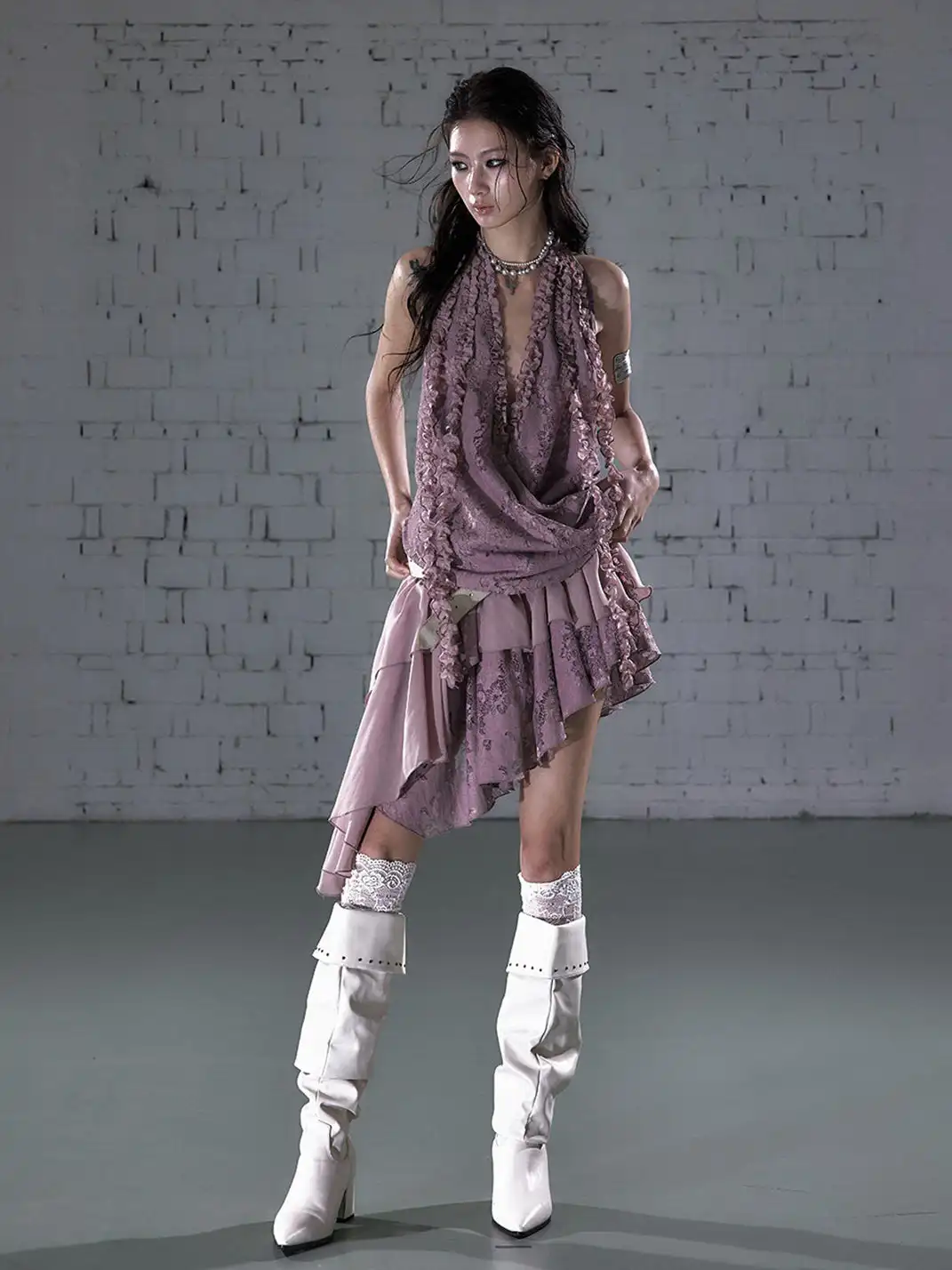 NO ROMANCE | Irregular Hem Halter Dress