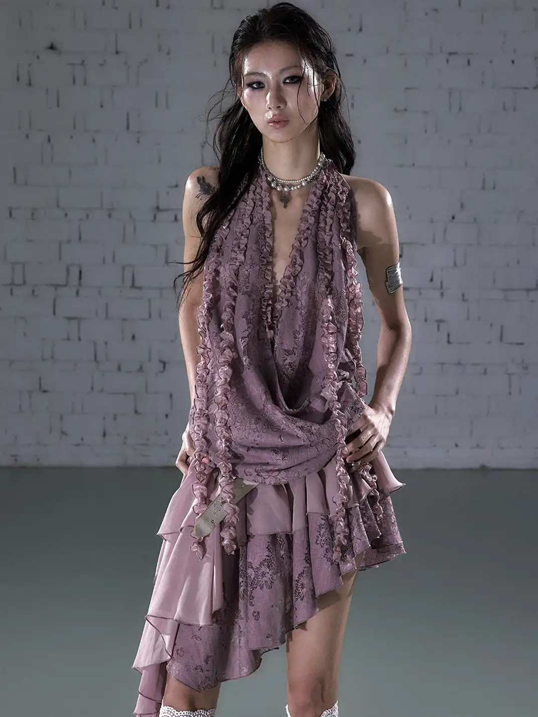 NO ROMANCE | Irregular Hem Halter Dress