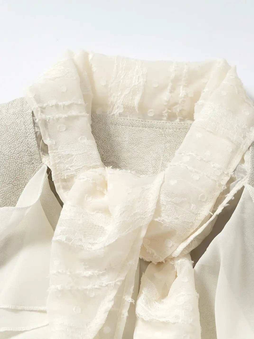 NO ROMANCE | Vintage Chiffon Patchwork Knight PU Jacket
