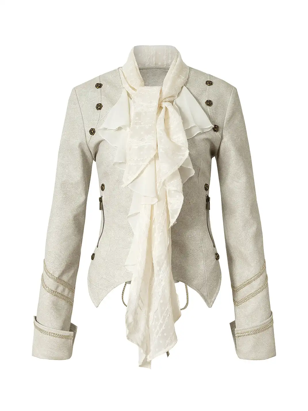 NO ROMANCE | Vintage Chiffon Patchwork Knight PU Jacket