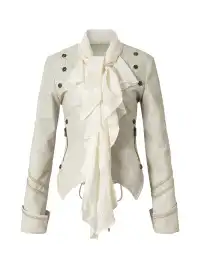 NO ROMANCE | Vintage Chiffon Patchwork Knight PU Jacket