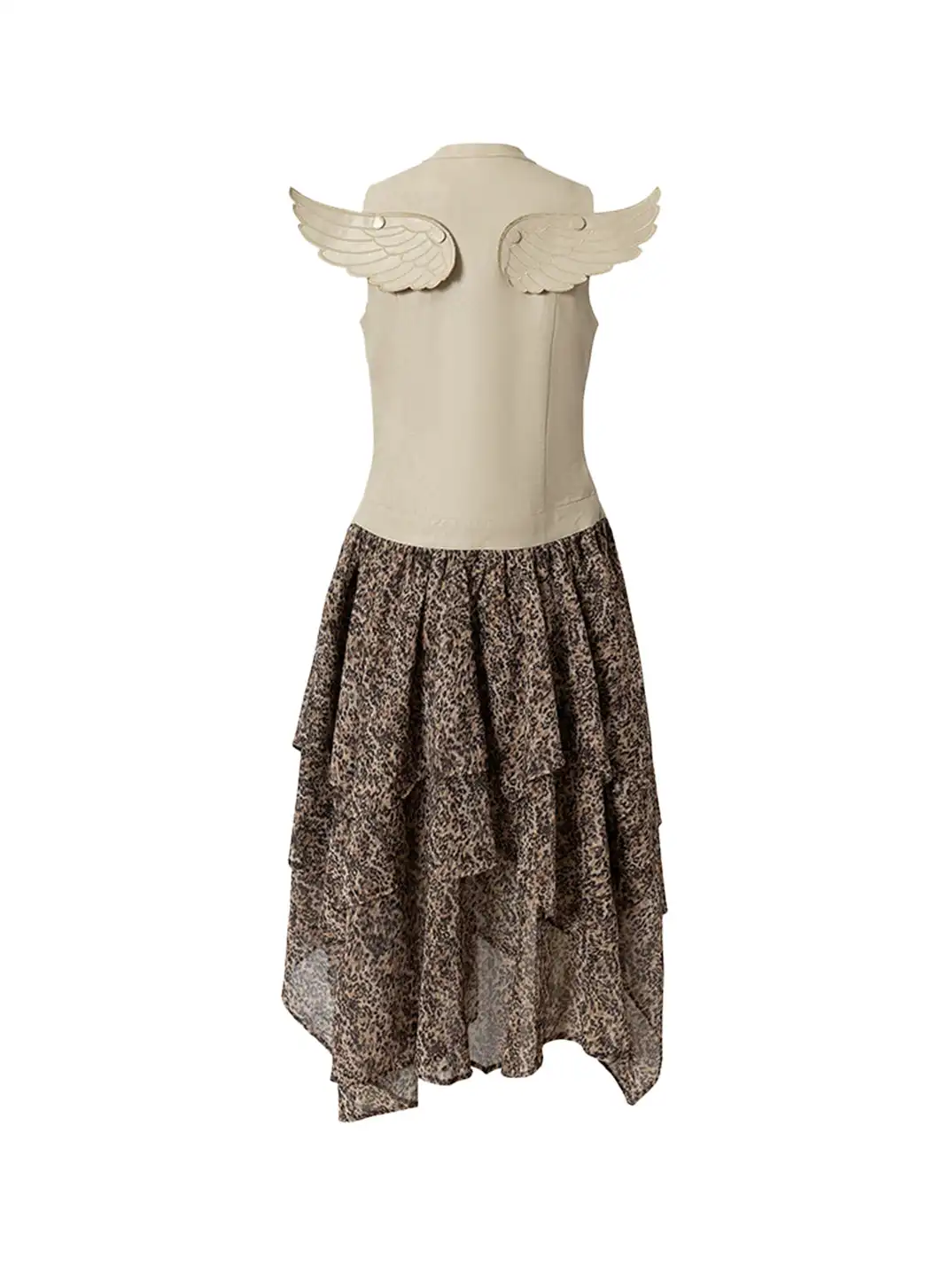 NO ROMANCE | Spliced Leather Leopard Print Irregular Dress