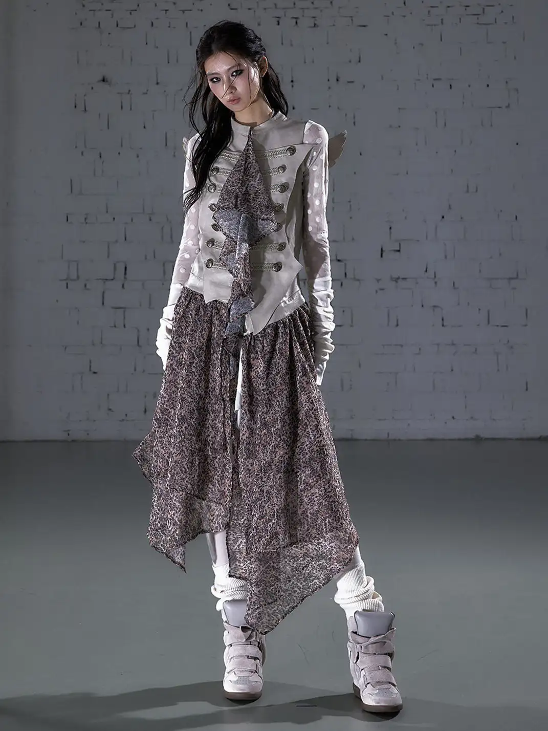 NO ROMANCE | Spliced Leather Leopard Print Irregular Dress