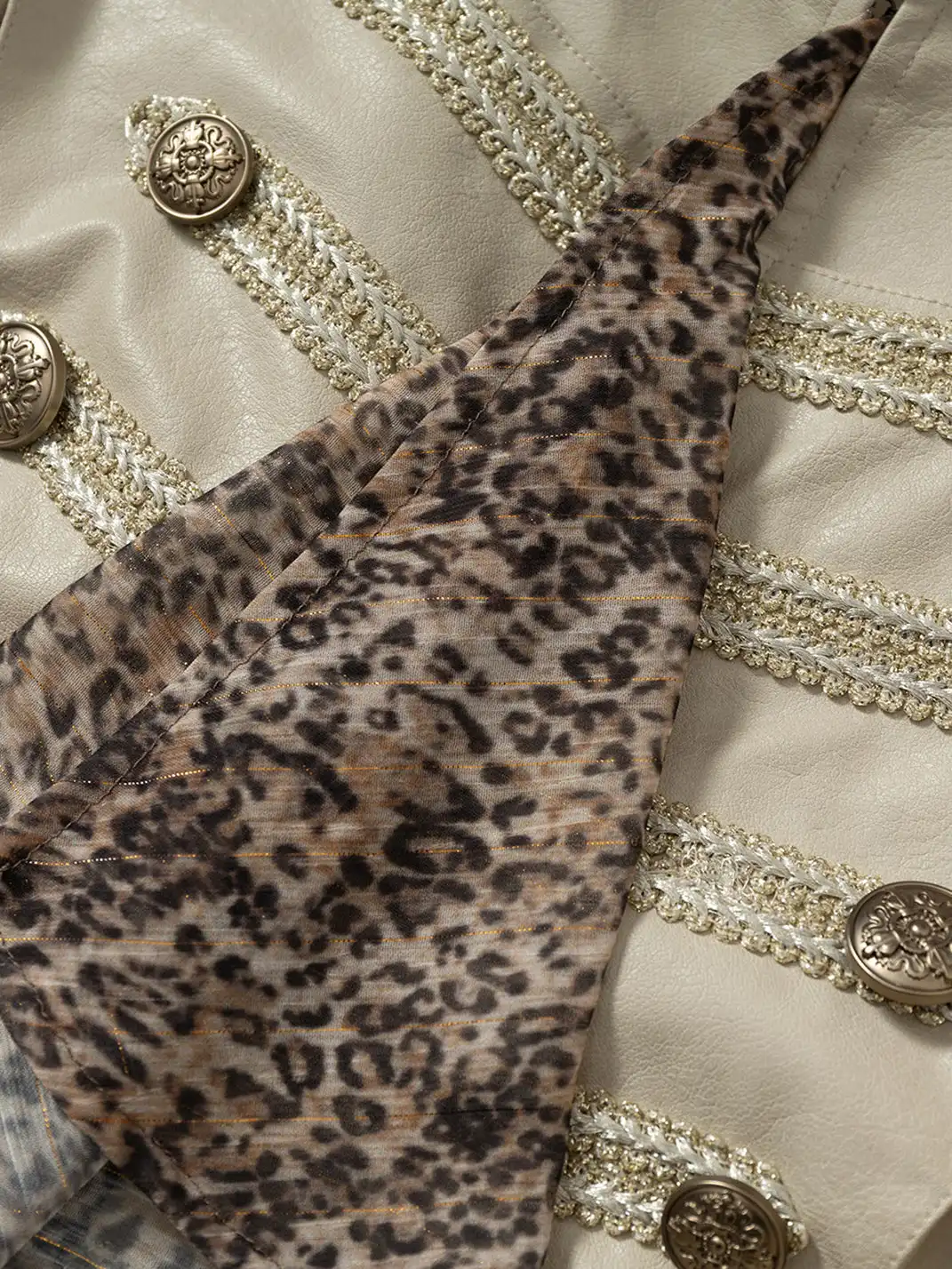 NO ROMANCE | Spliced Leather Leopard Print Irregular Dress