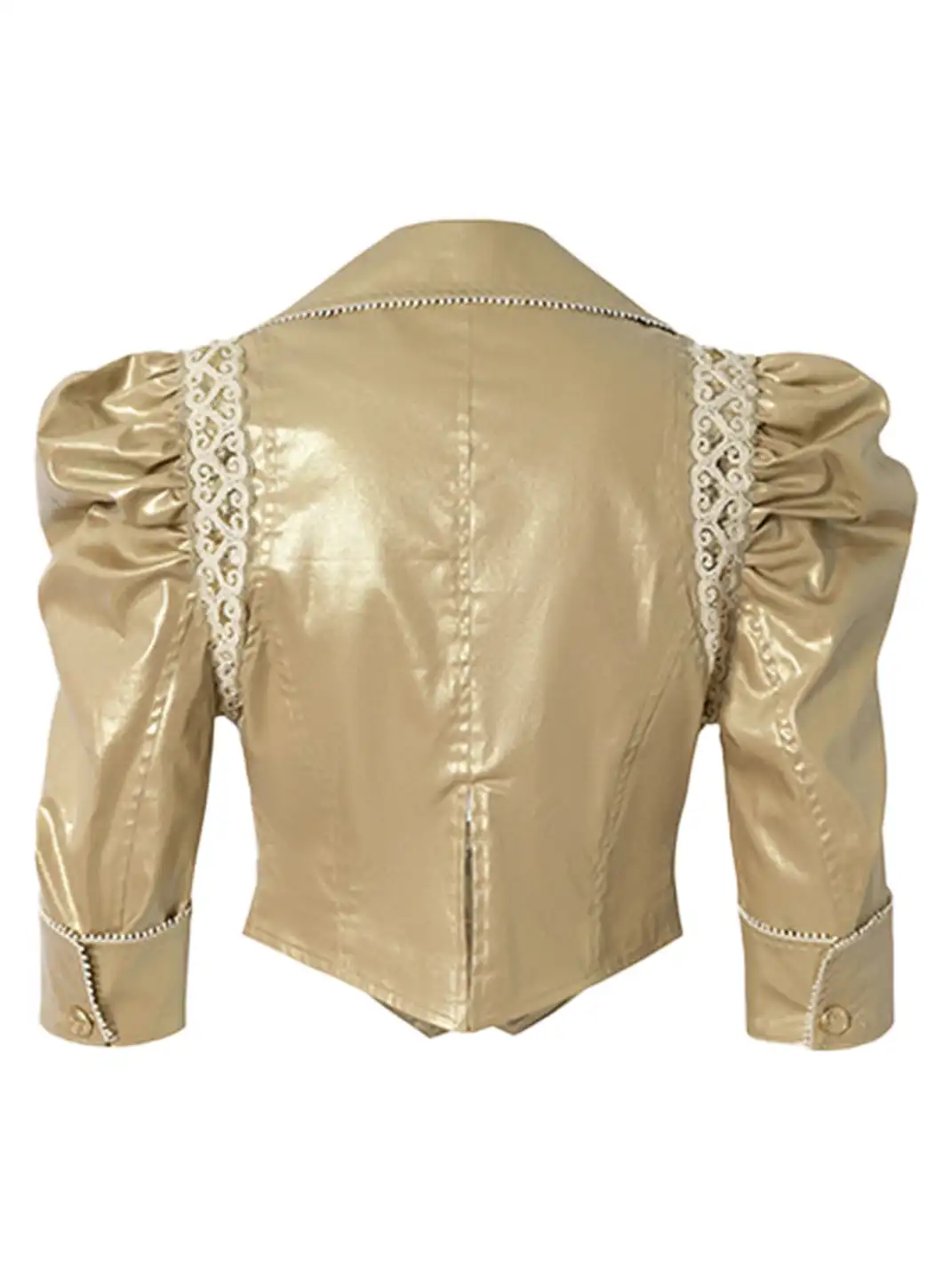 NO ROMANCE | Heavy-Duty Large Lapel Puff Sleeve Cropped Leather Jacket