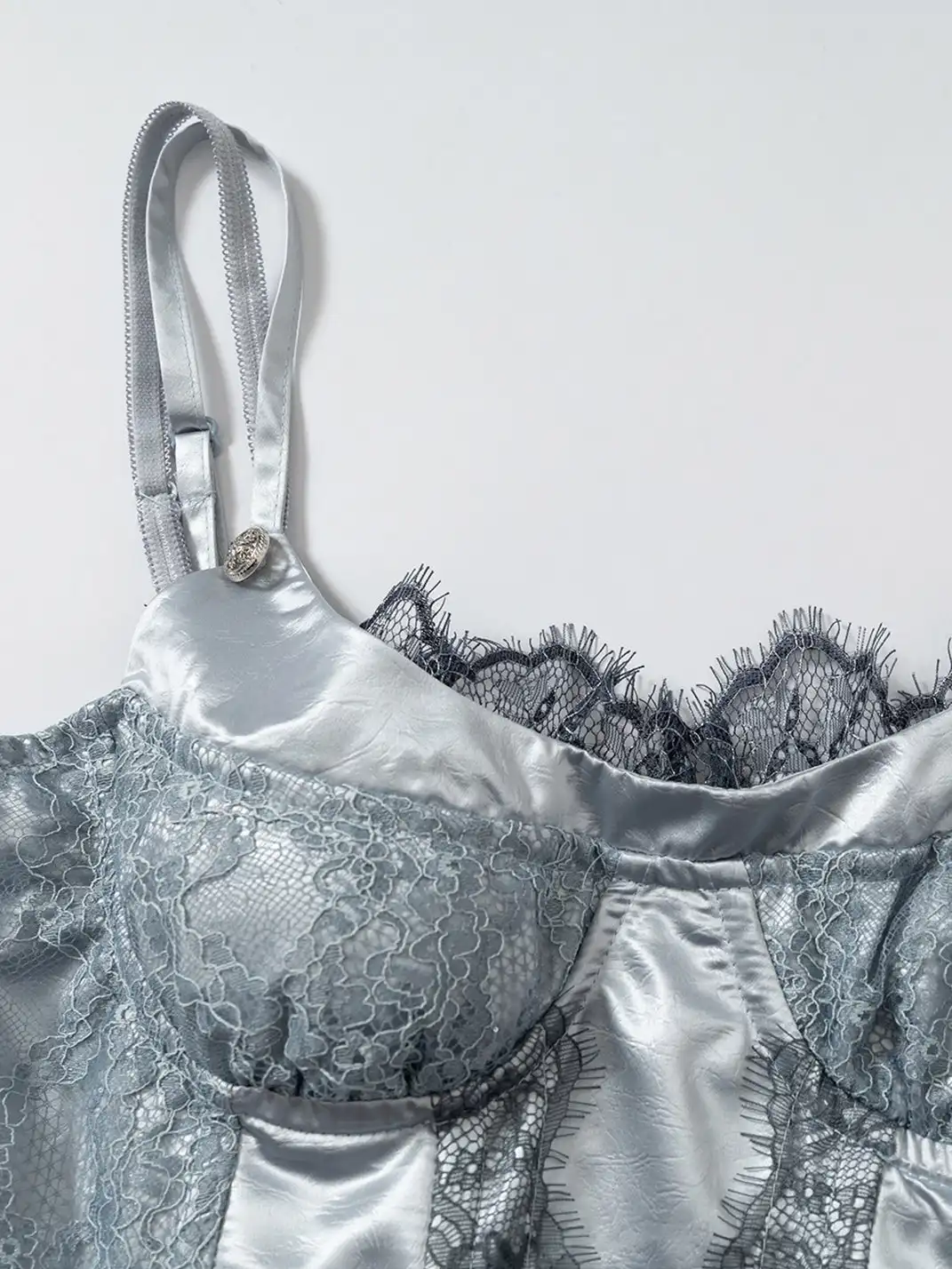 NO ROMANCE | Lace Satin Trim Fake Two-Piece Camisole Vest