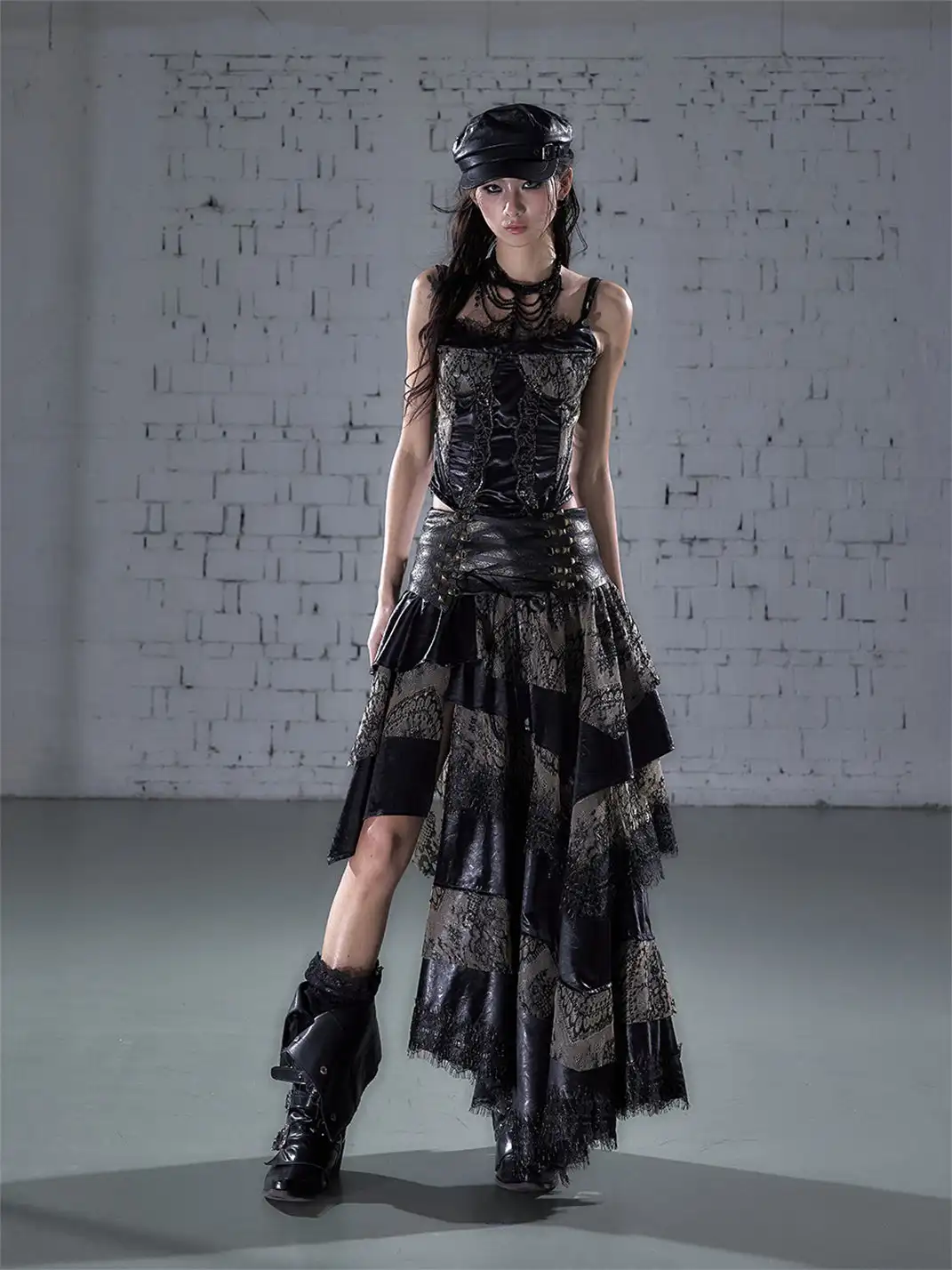 NO ROMANCE | Lace Satin Trim Fake Two-Piece Camisole Vest