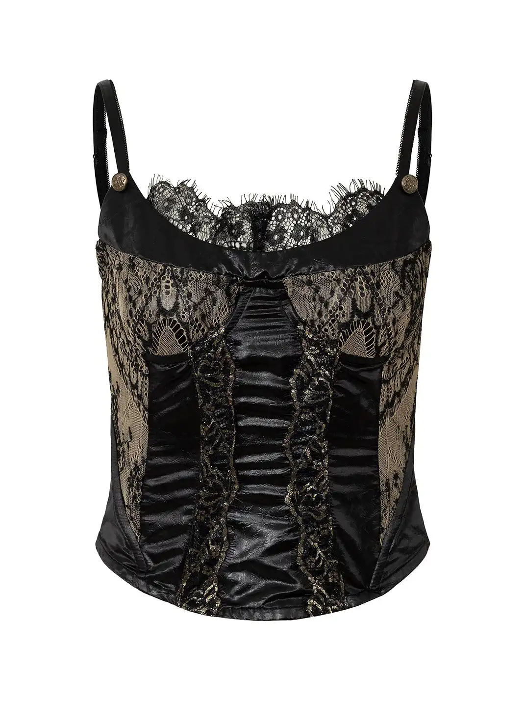 NO ROMANCE | Lace Satin Trim Fake Two-Piece Camisole Vest