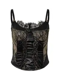 NO ROMANCE | Lace Satin Trim Fake Two-Piece Camisole Vest