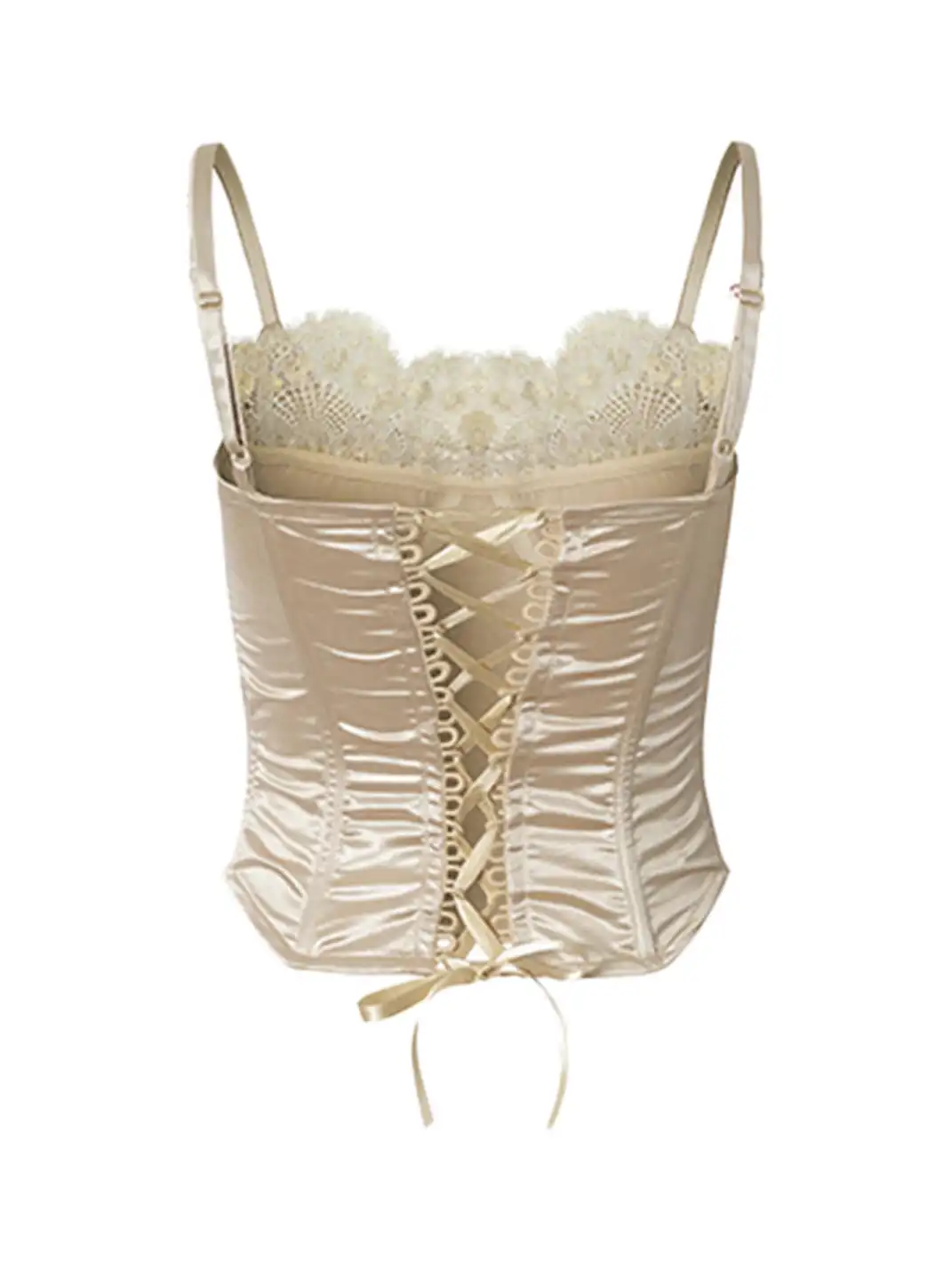 NO ROMANCE | Lace Satin Trim Fake Two-Piece Camisole Vest